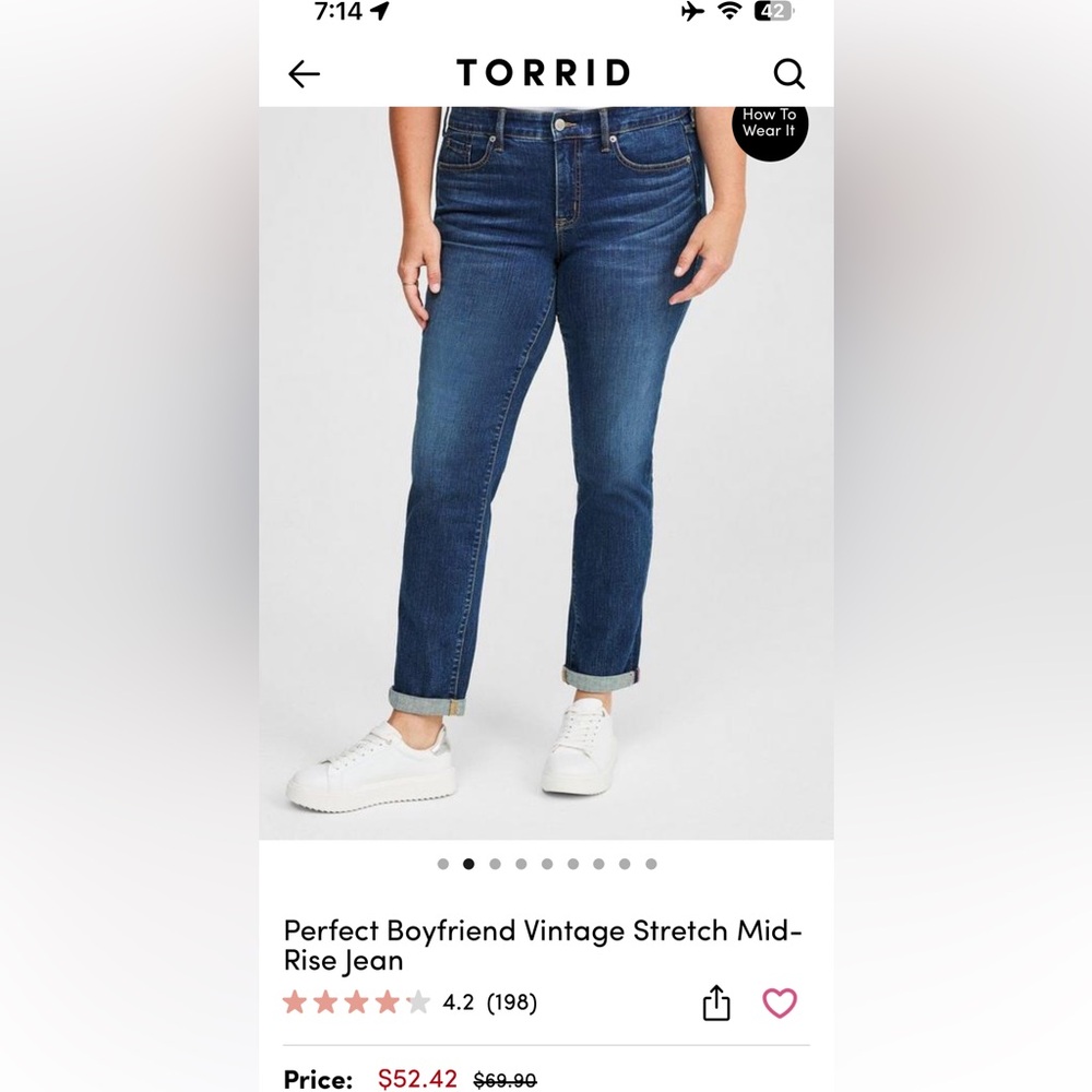 Perfect Boyfriend Vintage Stretch Mid Rise Jeans - Picture 2 of 3